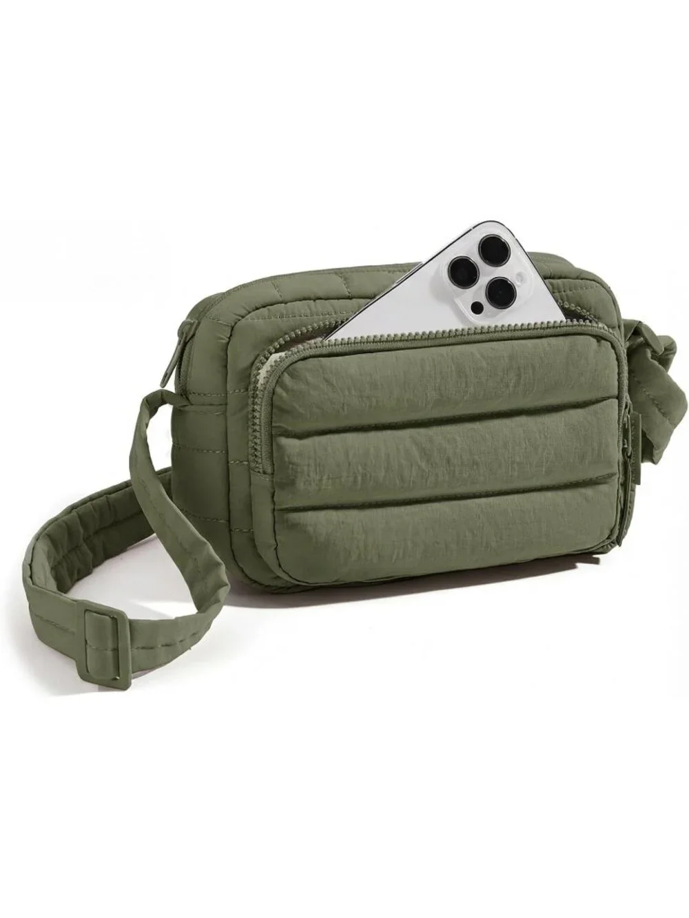👜Women's Green Puffer Crossbody Bag RFID Travel Purse Small Handbag Wallet